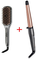 Щетка для укладки Remington CB7480 серый + Плойка конусная CI83V6 черный