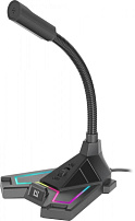 Игровой стрим микрофон Defender Pitch GMC 200 3,5 мм, LED, черный