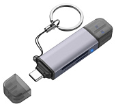 Кардридер Netac NT09WK13-30GR, USB3.0+Type-C SD/microSD серый