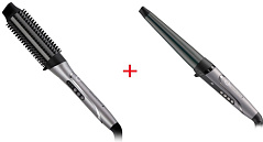 Фен-щетка Remington CB9800 серый + Плойка конусная CI98X8 серый